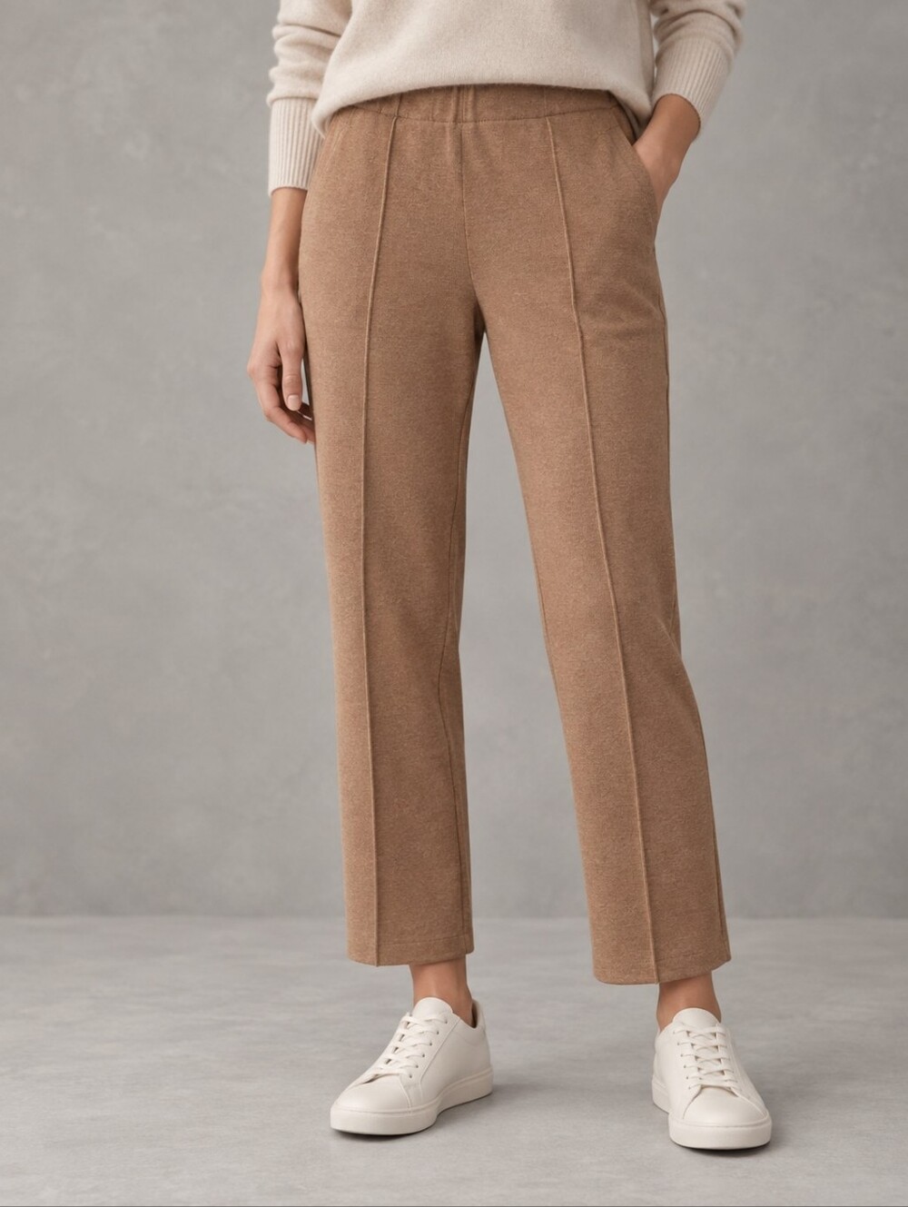 Everlane The Dream Pant Camel Pintuck Knit Trousers Quiet Luxury Neutral Minimal